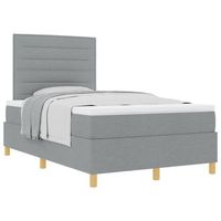 cama tapizada 203x120x128 cm madera tratada madera maciza de pino - gris