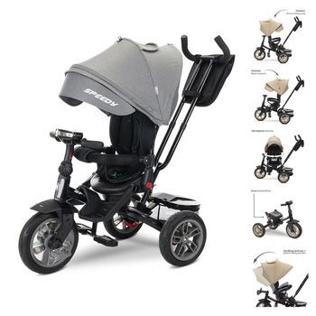 Triciclo Evolutivo Speedy Air Con Ruedas De Goma, Asiento Giratorio 360º Y Capota De Lorelli - Grey