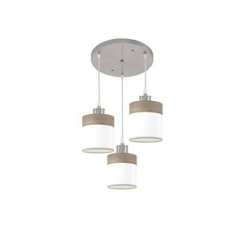 Plafon Cloe 3xe27 Niquel/blanca-madera Gris Regx42x42 Cm