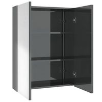 armario de espejo de bano mdf gris brillante 60x15x75 cm vidaxl