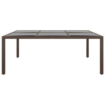 Mesa De Jardín | Mesa De Exterior Superficie De Vidrio Ratán Marrón 200x150x75 Cm