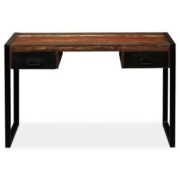 Escritorio | Mesa De Trabajo Con 2 Cajones Madera Maciza Reciclada 120x50x76 Cm