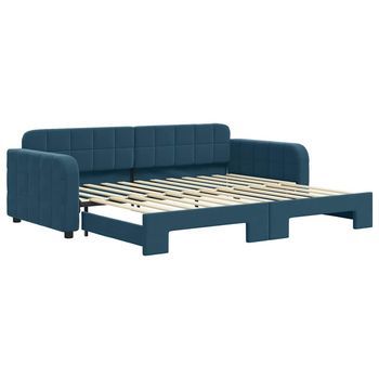 Cama Para Adulto | Cama Individual | Sofá Cama Nido Terciopelo Azul 90x200 Cm