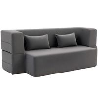 homcom sofa cama de 2 plazas de espuma sofa cama con reposabrazos anchos 2 cojines capacidad 360 kg gris