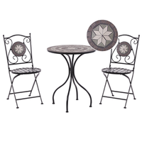 conjunto de balcon 2 plazas de metal negro mesa sillas plegables cariati