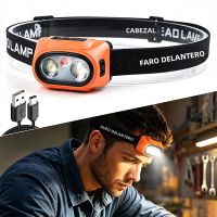 nueva linterna frontal led con sensor brillante duradera recargable perfecta para senderismo y pesca nocturna