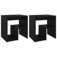juego de 2 mesitas de noche con estantes 40 x 30 x 40 cm madera contrachapada negra dec035502