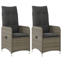 pack 2 uds sillones reclinable jardin  silla de jardin y cojines ratan sintetico gris