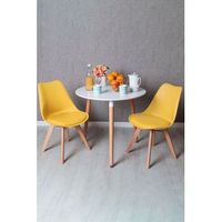 conjunto mesa tower redonda 80 cm blanca y pack 2 sillas synk basic - amarillo