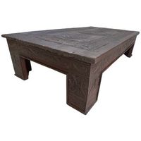 mesa de centro de madera acabado artesanal marron 149x82x37 cm