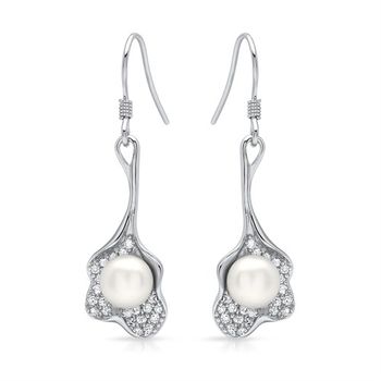 Pendientes de plata 925 con perla y circonita