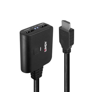 Divisor HDMI 4K60 Lindy 2 Puertos Negro ABS