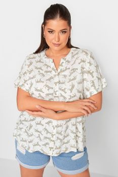 Yours Camisa Blanca De Leopardos, Mujer Curvy Y Tallas Grandes, Yours