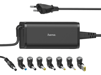 Cargador para portátil - Hama Universal Notebook, 90W, 7 adaptadores, 15-19 V, Universal, Negro