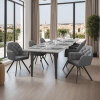 6 sillas de comedor 360 con reposabrazos y de terciopelo antracita