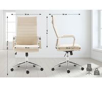 silla de oficina kolumbus en tela crema 66x58x105 cm
