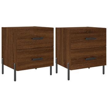 Mesita Noche 2 Uds Madera Ingeniería Marrón Roble 40x35x47,5 Cm Vidaxl
