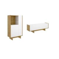 conjunto de salon noelia mueble tv y modulo alto funcional