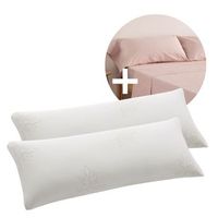 pack ahorro 2 almohadas viscoelastica copos aloe vera  2 fundas almohada rosa cama 180cm donegal collections