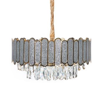 Lámpara De Araña Colgante Glamurosa Fabricada En Vidrio Metal Y Latón Transparente ⌀ 46 Cm Aguarico