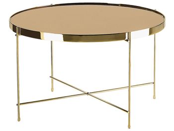 Mesa de centro  vidrio templado dorado
