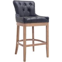 taburete lakewood cuero autentico  madera clara cuero autentico negro 57x55x109 cm clp