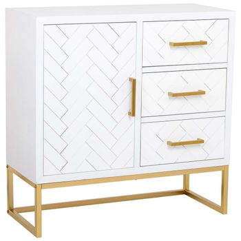 Aparador 1 puerta y 3 cajones de madera y metal 80x34x80