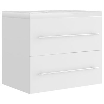 Mueble De Almacenaje | Mueble Con Lavabo Madera De Ingeniería Blanco