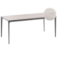 mesa de comedor de jardin con tablero de hpl y estructura de aluminio resistente a los rayos uv agua oxido gris oscurogris claro sovareto