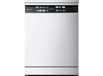 Lavavajillas - Cecotec Bolero Aguazero 6700 B, 15 cubiertos, 14 programas, Motor Inverter Plus, Clase Pantalla FullColor XXL, 60 cm, White