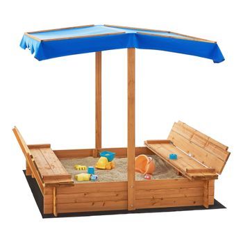 Arenero Infantil Kellenhusen Abeto 120x120x120 Cm -natural/azul [en.casa]
