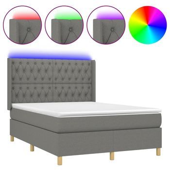 Cama Tapizada 203x147x128 Cm Tejido - Gris