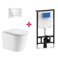 pack inodoro suspendido ceramica turin con cisterna y pulsador cromado rectangular