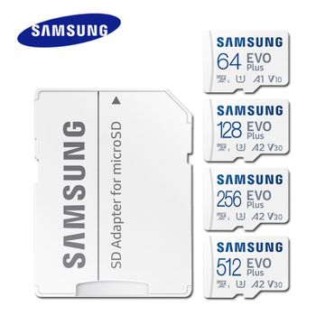 Tarjeta de memoria Samsung MicroSD EVO Plus 512GB 256GB 128GB U3 A2 V30 64GB U1 A1 C10 SDXC tarjeta Micro SD UHS-I TF Trans Flash Microsd