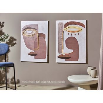 Lienzo Impr. Abstr. Etnico 50% Oleo Con Led S/2 70x3x100 Cms