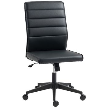 HOMCOM Silla de Oficina Ergonómica y Regulable con Respaldo Curvado, en Piel PU y Acero, 58x53x97-107 cm, Negro