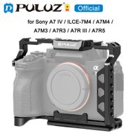 jaula de aleacion de aluminio puluz para camara estabilizador para sony a7 iv  ilce-7m4  a7m4  a7m3 a7r3  a7r iii  a7r5 jaula metalica para camara