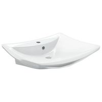 lavabo de bano moderno  lavabo de ceramica rectangular con orificio de grifo y desague