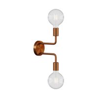 aplique con doble extension curvada metal cobrizo satinado