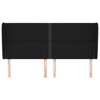 Cabecero Cama Mueble De Dormitorio Con Orejas De Tela 203 X 23 X 118/128 Cm Negro M02_0003634