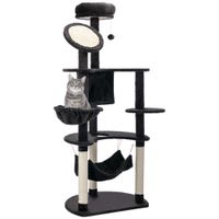 pawhut arbol rascador grande para gatos 153 cm con cueva hamacas tablero postes de sisal y bola colgante juego y descanso gris oscuro   aosom espana