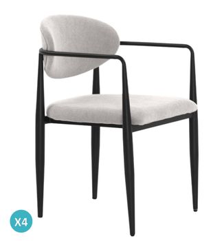 Pack 4 sillones tapizados chenilla marmol con patas metalicas negras