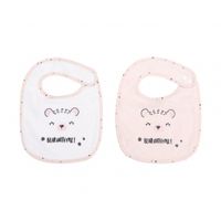 set de 2 baberos rizovelour bear with me rosa