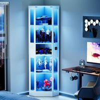 vitrina expositora - mueble de almacenamiento - mdf y cristal - blanco 57x40x165cm