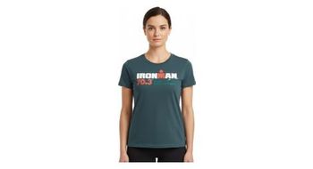 Camiseta de manga corta para mujer ironman 70 3 italia emilia romagna azul