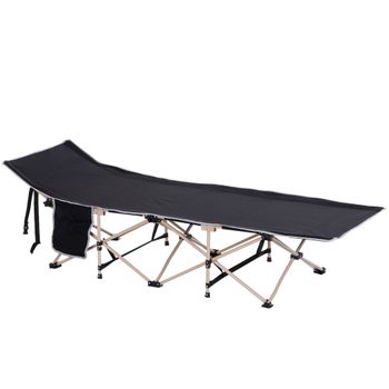 Outsunny Cama de Acampada con 1 Bolsillo Lateral Bolsa de Transporte y Marco de Acero Carga 150 kg 190x68x52 cm Negro   Aosom España