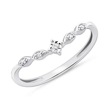 Anillo de diamantes para mujer en oro blanco 14 quilates