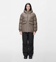 rains para mujer 16980 chaqueta alta a-line puffer marron m casual gris poliuretano