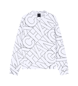 A|X Armani Exchange para hombre. XM002364AF24635F1173 Sudadera Diagonal Lettering blanco (L), Casual, Algodón, Manga corta