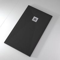 plato de ducha pizarra onda negro  100x190 cm rejilla inox